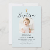 Moderne minimalistische scriptfotodoop kaart (Voorkant)