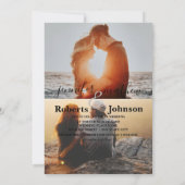 Moderne minimalistische scriptfoto's trouwuitnodig kaart (Achterkant)