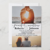 Moderne minimalistische scriptfoto's trouwuitnodig kaart (Achterkant)