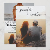 Moderne minimalistische scriptfoto's trouwuitnodig kaart (Voorkant / Achterkant)