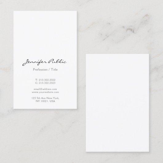 Moderne minimalistische scriptglans Euro Size Vert Visitekaartje (Voorkant / Achterkant)