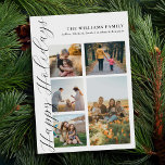 Moderne Minimalistische Scriptie Familie Foto Coll Feestdagenkaart<br><div class="desc">Maak je eigen familie foto collage kerstkaart. Vier het kerstseizoen met gepersonaliseerde kerstkaarten met je favoriete familiefoto's.</div>