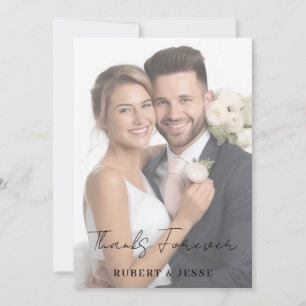 Moderne Minimalistische Scriptie Foto Bruiloft Bed Bedankkaart