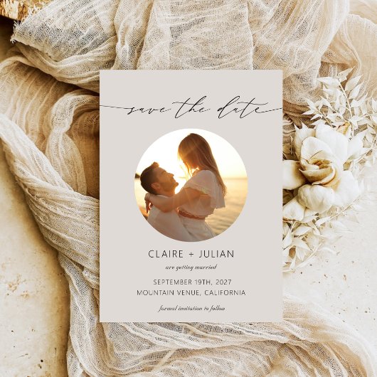 Moderne Minimalistische Scriptie Foto Bruiloft Save The Date