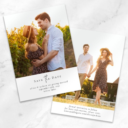 Moderne Minimalistische Scriptie Foto Bruiloft Save The Date