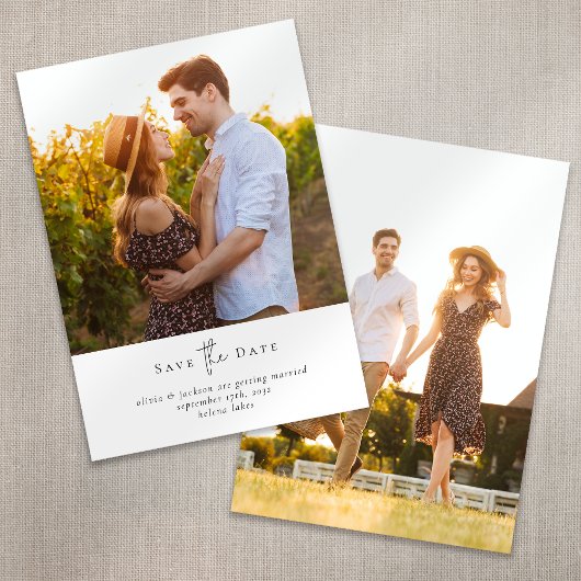 Moderne Minimalistische Scriptie Foto Bruiloft Save The Date