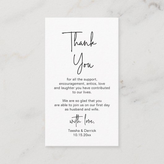 Moderne Minimalistische Scriptie, Huwelijk Bedankt Informatiekaartje (Voorkant)