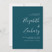 Moderne Minimalistische Scriptie Tealblauwe Bewaar Aankondiging (Voorkant)