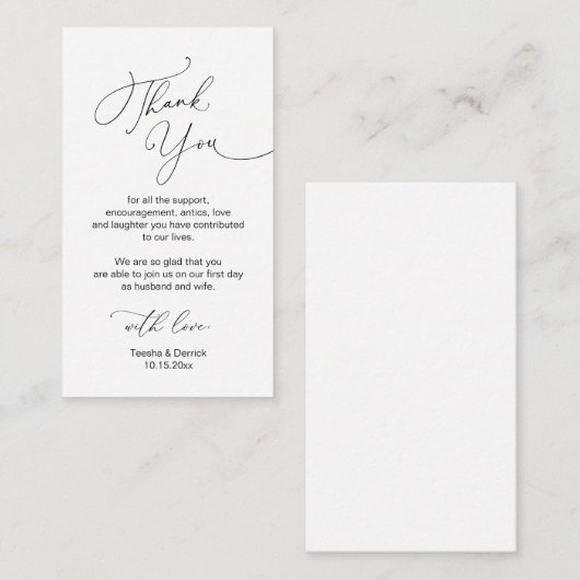 Moderne Minimalistische Scriptie, Trouw Bedankt  B Informatiekaartje (Voorkant / Achterkant)