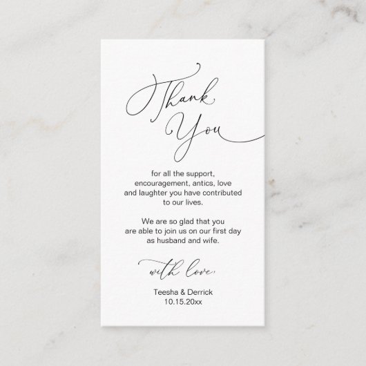 Moderne Minimalistische Scriptie, Trouw Bedankt  B Informatiekaartje (Voorkant)