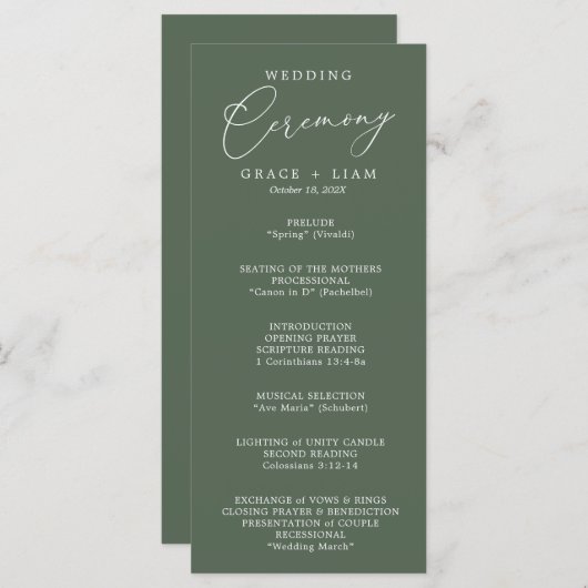 Moderne minimalistische scriptlegant bruiloft cere (Voorkant / Achterkant)