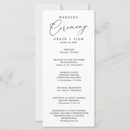 Moderne minimalistische scriptlegant bruiloft cere (Voorkant)