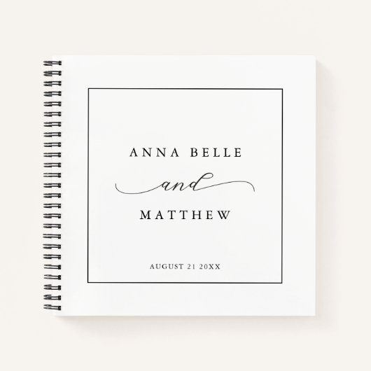 Moderne minimalistische scriptlegant bruiloft notitieboek (Voorkant)