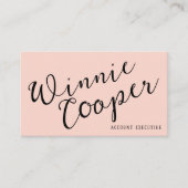 Moderne minimalistische scriptnaam Black Pink Visitekaartje (Voorkant)