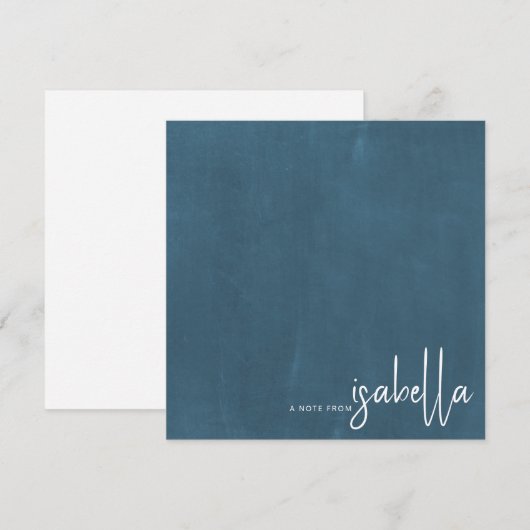 Moderne minimalistische scriptnaam Opmerking van D Notitiekaartje (Voorkant / Achterkant)