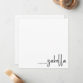 Moderne minimalistische scriptnaam van Note Notitiekaartje (Voorkant / Achterkant in situ)