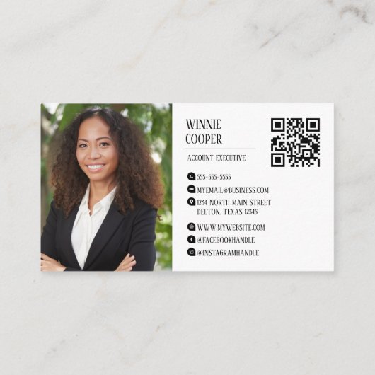 Moderne minimalistische scriptnaam Zwart Wit Visitekaartje (Achterkant)