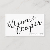 Moderne minimalistische scriptnaam Zwart Wit Visitekaartje (Voorkant)