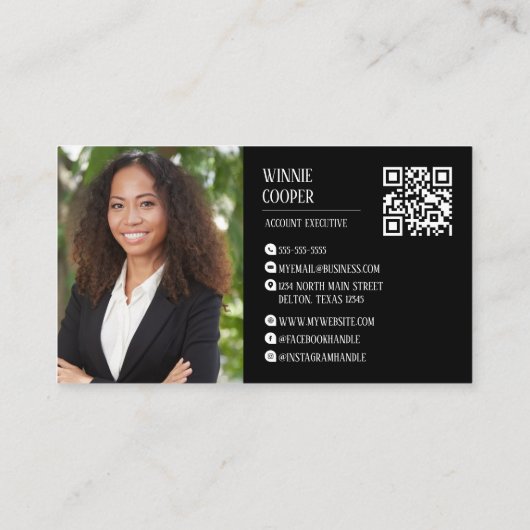 Moderne minimalistische scriptnaam Zwart Wit Visitekaartje (Achterkant)