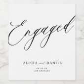 Moderne minimalistische scriptverlovingsfeest wijn etiket (Enkel label)