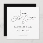 Moderne minimalistische scriptweduwen bewaren de d save the date (Voorkant / Achterkant)