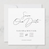 Moderne minimalistische scriptweduwen bewaren de d save the date (Voorkant)