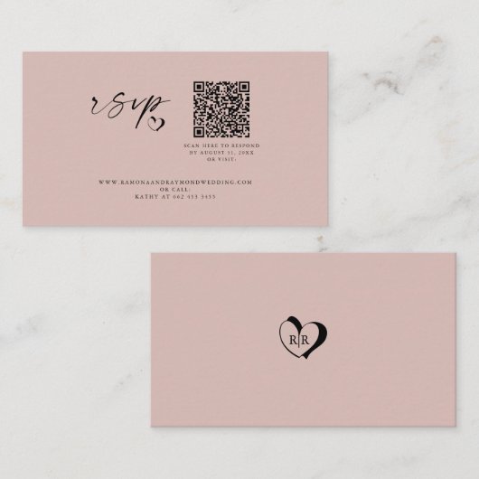 Moderne minimalistische scriptweduwnaar QR-code Informatiekaartje (Voorkant / Achterkant)