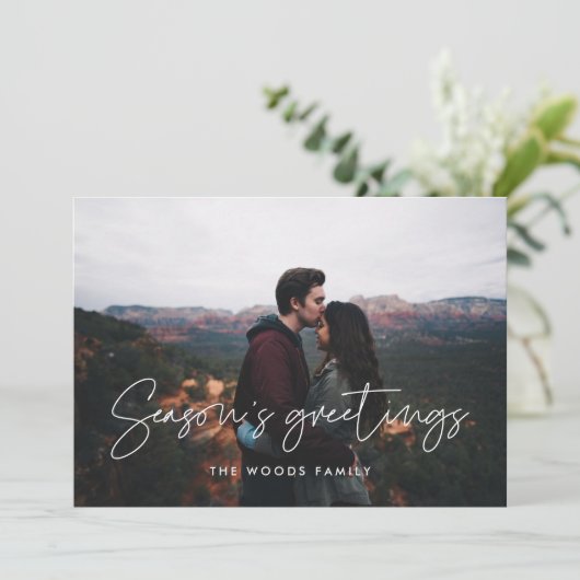 Moderne minimalistische seizoensgroeten Foto Feestdagenkaart (Staand voorkant)
