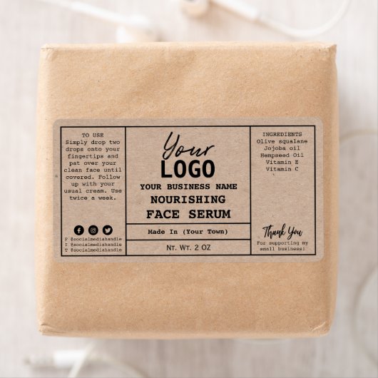 Moderne minimalistische serumlabels voor kraftpapi etiket (Insitu)