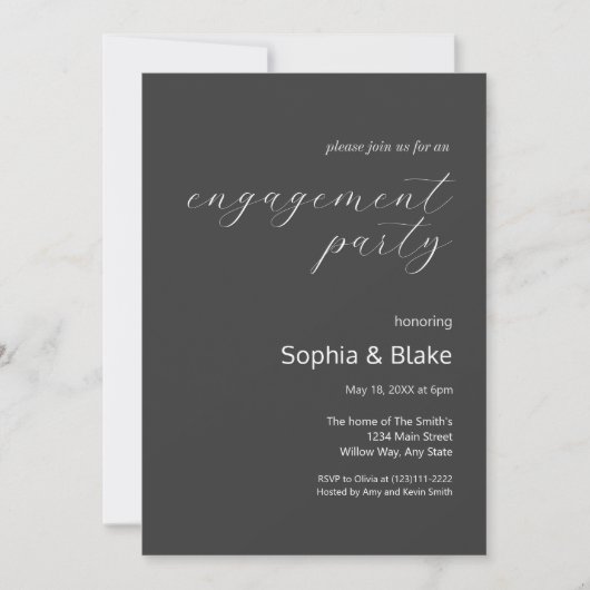 Moderne minimalistische Shadow Grey Engagement Par Kaart (Voorkant)