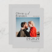 Moderne minimalistische Silver Grey Bewaar de datu Save The Date (Voorkant / Achterkant)