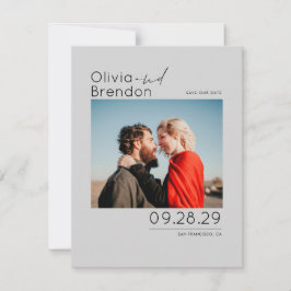 Moderne minimalistische Silver Grey Bewaar de datu Save The Date