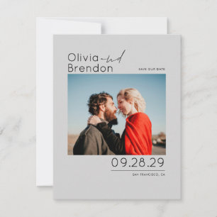 Moderne minimalistische Silver Grey Bewaar de datu Save The Date