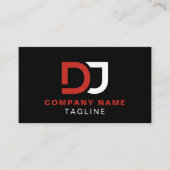 Moderne minimalistische Simple Black en Red Cool D Visitekaartje (Voorkant)