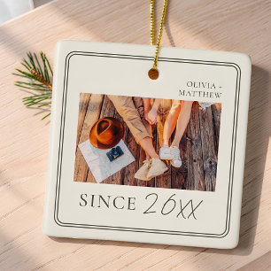 Moderne Minimalistische "Sinds" Jaar Paar Aandenke Keramisch Ornament