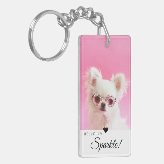 Moderne minimalistische Single Photo QR-code Sleutelhanger (Voorkant Links)