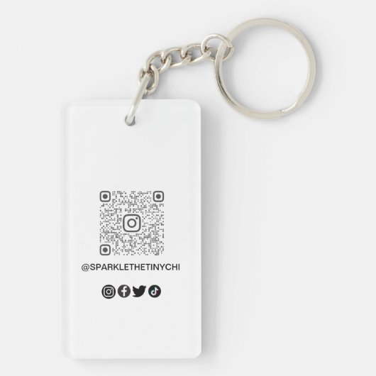 Moderne minimalistische Single Photo QR-code Sleutelhanger (achterkant)