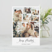 Moderne minimalistische Six Photo Collage Holiday  Feestdagenkaart (Staand voorkant)