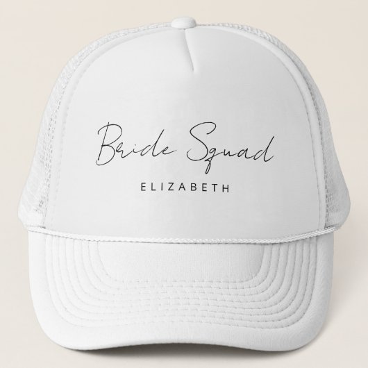 Moderne minimalistische Sjabloon bruid Squad bruid Trucker Pet (Voorkant)