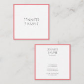 Moderne minimalistische Sjabloon Charisma Red Vierkante Visitekaartje (Voorkant / Achterkant)
