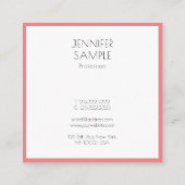 Moderne minimalistische Sjabloon Charisma Red Vierkante Visitekaartje (Achterkant)