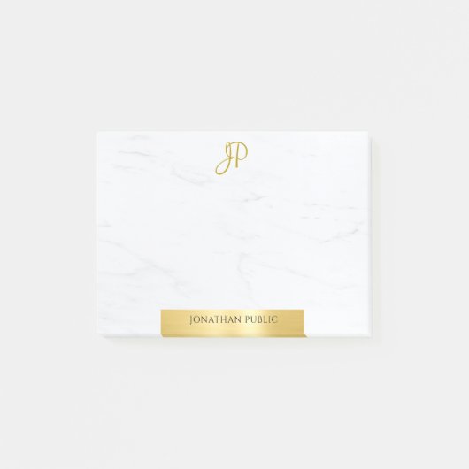 Moderne minimalistische Sjabloon Elegant Goud en M Post-it® Notes (Voorkant)