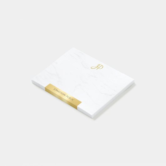 Moderne minimalistische Sjabloon Elegant Goud en M Post-it® Notes (Schuin)
