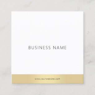 Moderne minimalistische Sjabloon Gold White Elegan Vierkante Visitekaartje