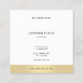 Moderne minimalistische Sjabloon Gold White Profes Vierkante Visitekaartje (Achterkant)
