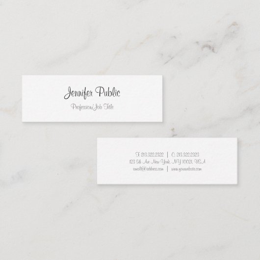 Moderne minimalistische Sjabloon handgeschreven sc Mini Visitekaartje (Voorkant / Achterkant)