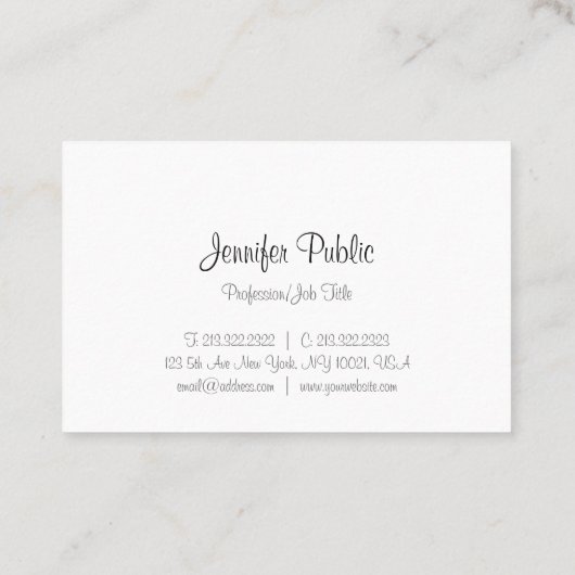 Moderne minimalistische Sjabloon kalligrafeerde sc Visitekaartje (Achterkant)