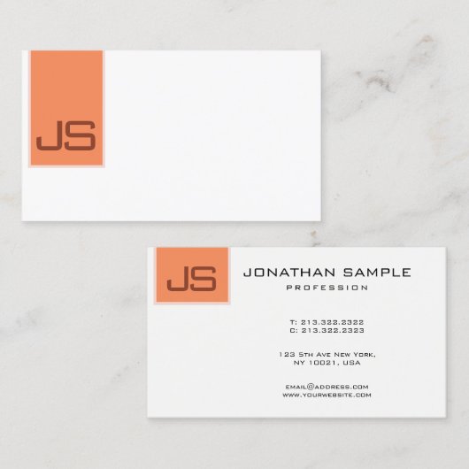 Moderne minimalistische Sjabloon monogram legant Visitekaartje (Voorkant / Achterkant)