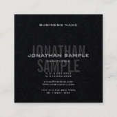Moderne minimalistische Sjabloon Premium zwart Vierkante Visitekaartje (Achterkant)
