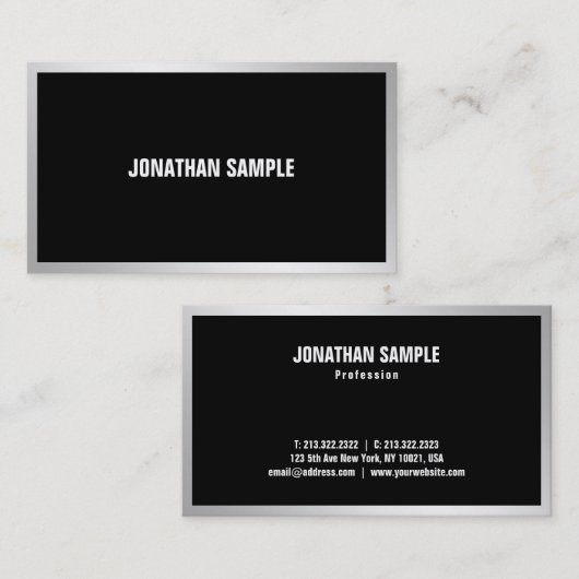 Moderne minimalistische Sjabloon Silver Elegant Tr Visitekaartje (Voorkant / Achterkant)